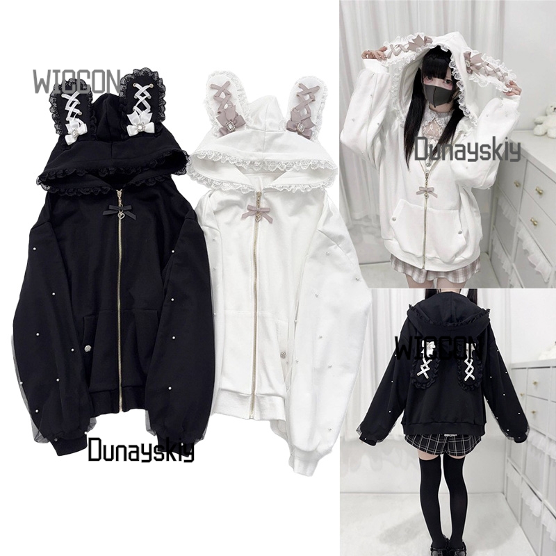 Streetwear Brand Y2K - 지라이 케이 일본식 토끼 후드티 Y2K