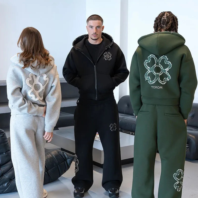 Streetwear Brand Y2K - 봄 가을 오버사이즈 네잎 클로버 아플리케