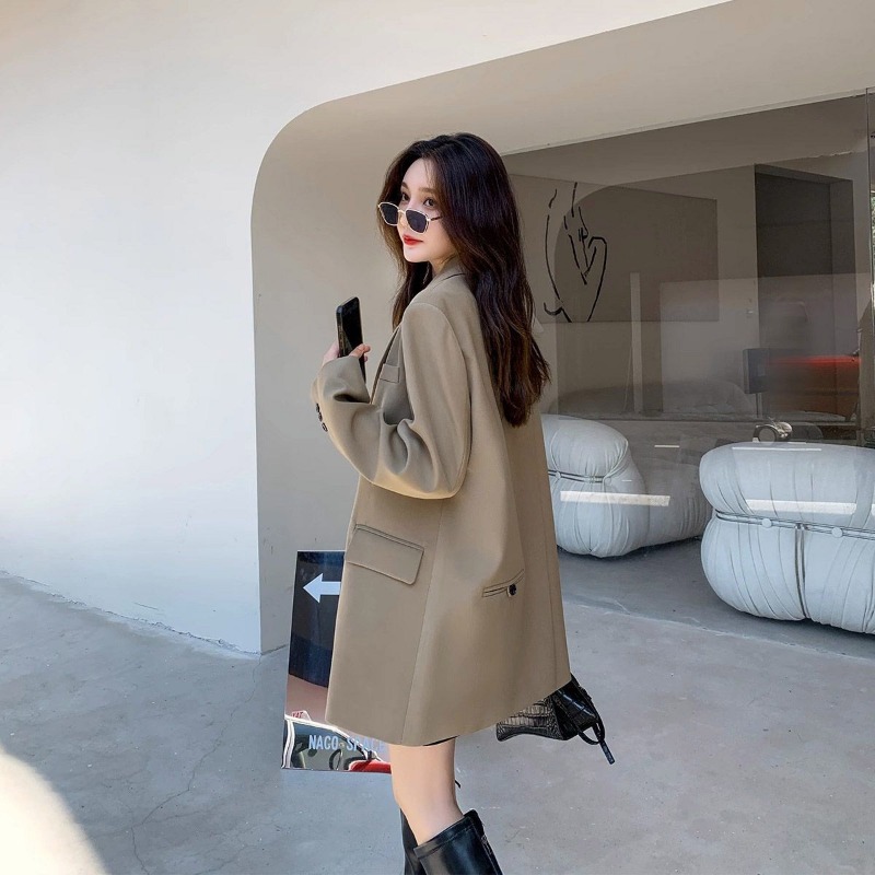 Women Streetwear Brand - 브랜드 블랙 블레이저 여성용 재킷, 용수철