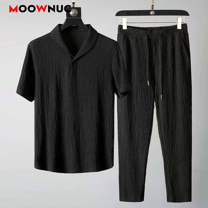 Streetwear Brand Clothing - 여름 신작 남성 캐주얼 세트 티셔츠