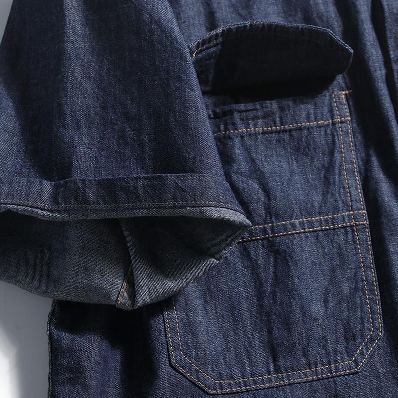레트로 일본식 루즈핏 남성 데님 셔츠 반팔 트렌디 브랜 - Streetwear Brand Japanese 리뷰 및 가격