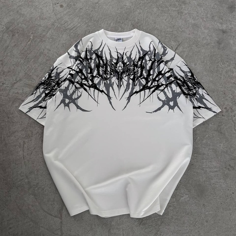 Y2K 고스 스트릿웨어 브랜드 유니섹스 오버사이즈 티셔 - Streetwear Brand Font 리뷰 및 가격