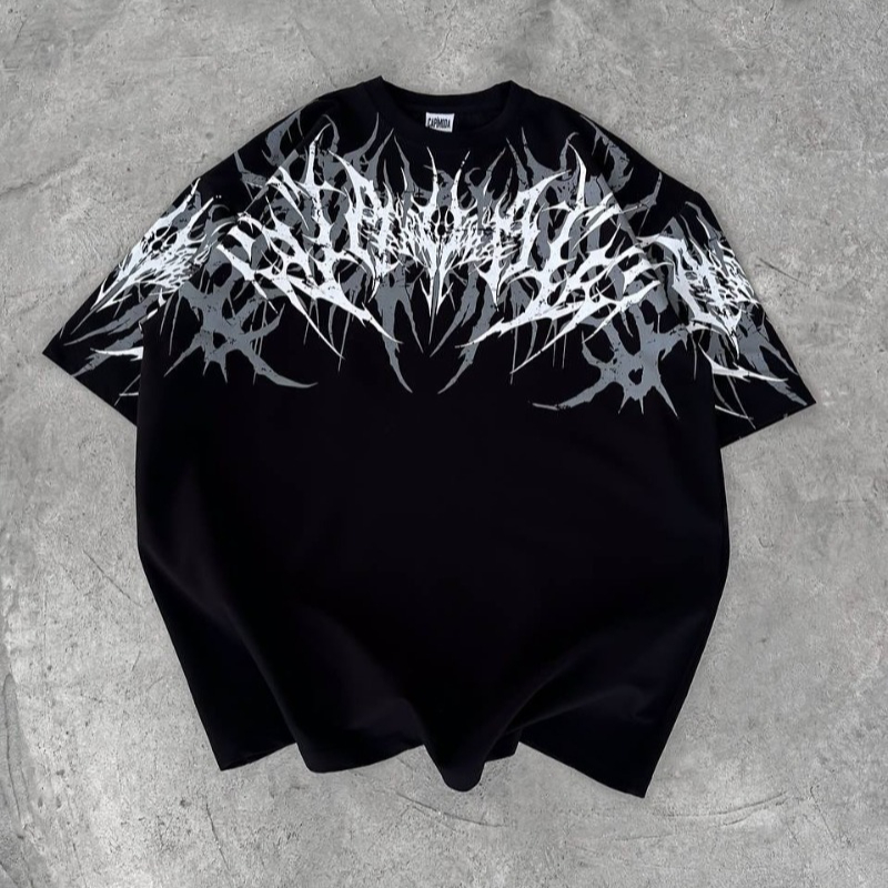 Y2K 고스 스트릿웨어 브랜드 유니섹스 오버사이즈 티셔 - Streetwear Brand Font 리뷰 및 가격