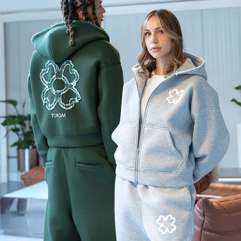 봄 가을 오버사이즈 네잎 클로버 아플리케 지퍼업 후드티 - Streetwear Brand Y2K 리뷰 및 가격