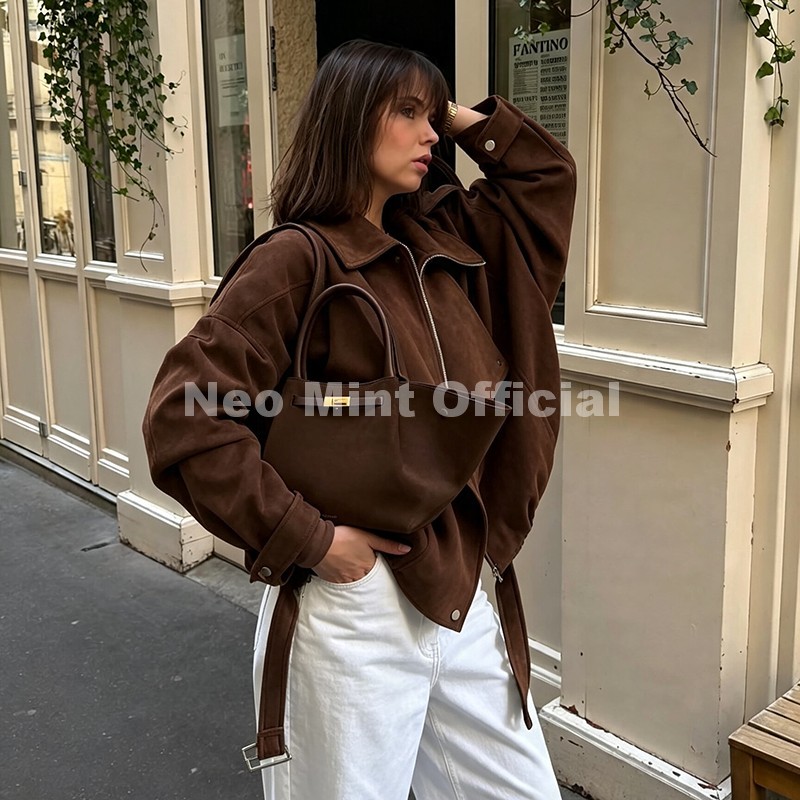 네오 민트 가을 뉴 브라운 오버 사이즈 스웨이드 자켓  - Women Streetwear Brand 리뷰 및 가격