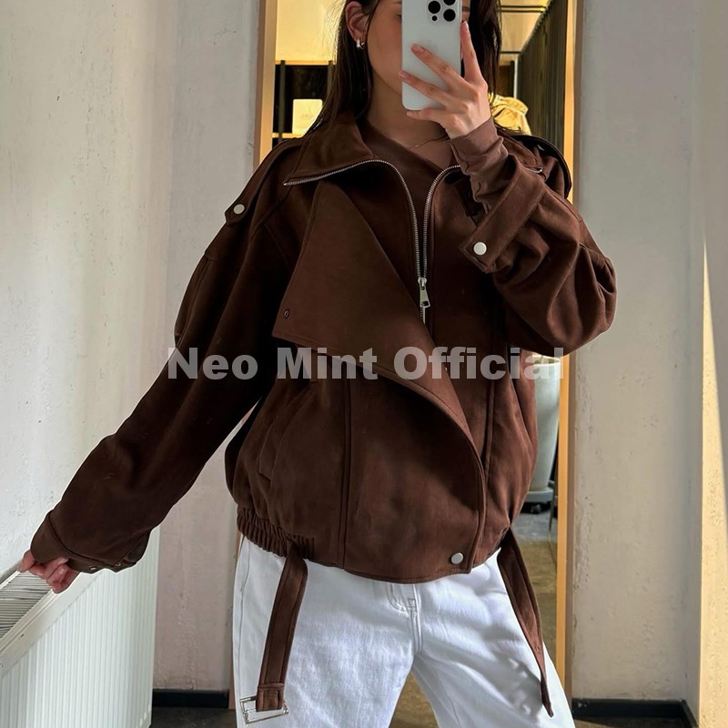 네오 민트 가을 뉴 브라운 오버 사이즈 스웨이드 자켓  - Women Streetwear Brand 리뷰 및 가격