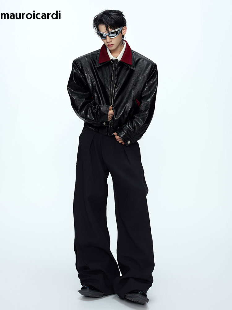 Mauroicardi 봄 가을 패치 워크 짧은 뱀 가죽 - Streetwear Brand Clothing 리뷰 및 가격