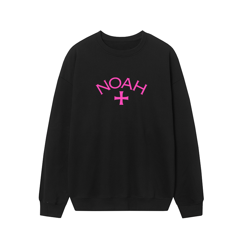 노아 핑크 크로스 프린트 루즈 캐주얼 코튼 라운드 넥  - Streetwear Brand Noah 리뷰 및 가격