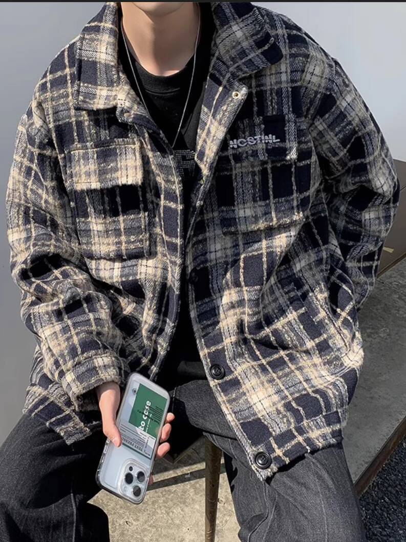 남성용 두꺼운 셔츠 재킷 가을 & 봄 레트로 체크 셔츠 - Streetwear Brand England 리뷰 및 가격